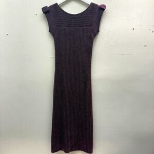 Vintage Purple Pierrot Knit Lambswool Blend Knit Dress Retro Warm Fall Winter